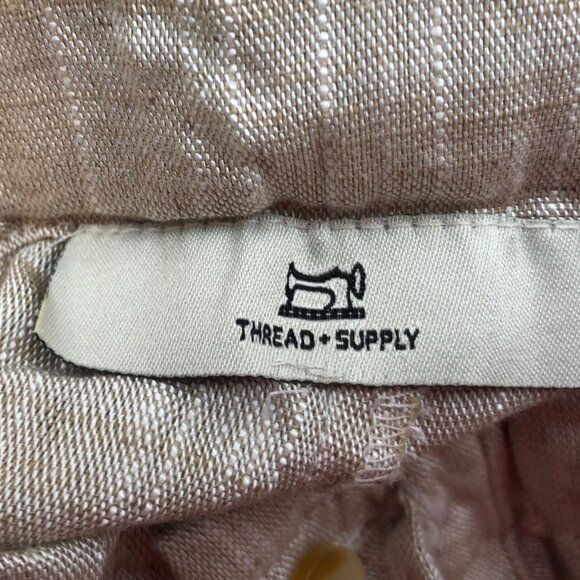 Thread & Supply Womens  Wide Leg Pants Small Beige Casual Linen Drawstring Baggy - Picture 3 of 12